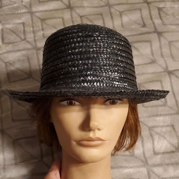 Black Woven Women's Hat River Island Black Straw Hat. Adult size. - Picture 1 of 9